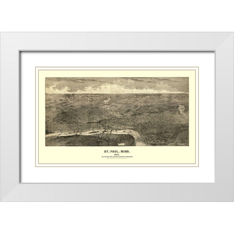 Saint Paul Minnesota - Richards 1888  White Modern Wood Framed Art Print with Double Matting by Richards