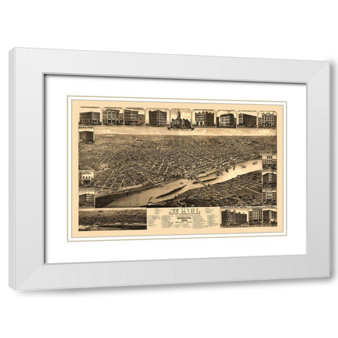 Saint Paul Minnesota - Stoner 1883  White Modern Wood Framed Art Print with Double Matting by Stoner