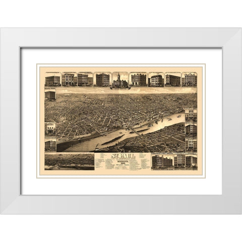 Saint Paul Minnesota - Stoner 1883  White Modern Wood Framed Art Print with Double Matting by Stoner