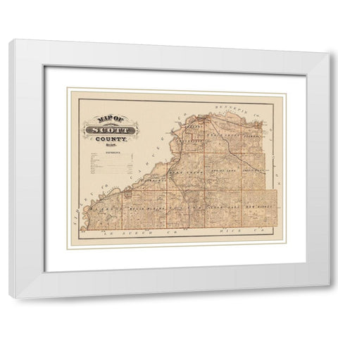 Scott Minnesota Landowner - Andreas 1874 White Modern Wood Framed Art Print with Double Matting by Andreas