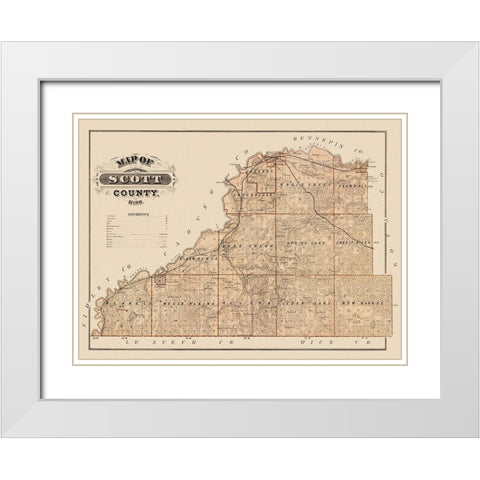 Scott Minnesota Landowner - Andreas 1874 White Modern Wood Framed Art Print with Double Matting by Andreas