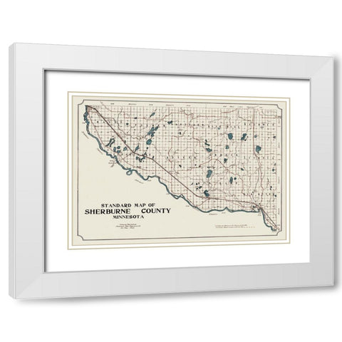 Sherburne Minnesota - 1913 White Modern Wood Framed Art Print with Double Matting by Unknown