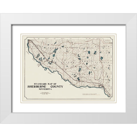 Sherburne Minnesota - 1913 White Modern Wood Framed Art Print with Double Matting by Unknown