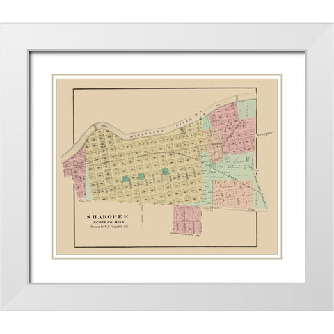 Shakopee Minnesota - Andreas 1874 White Modern Wood Framed Art Print with Double Matting by Andreas