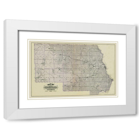 Stearns Minnesota Landowner - Andreas 1874 White Modern Wood Framed Art Print with Double Matting by Andreas