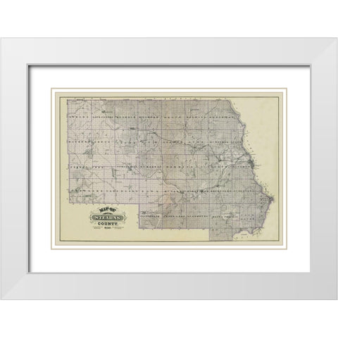 Stearns Minnesota Landowner - Andreas 1874 White Modern Wood Framed Art Print with Double Matting by Andreas