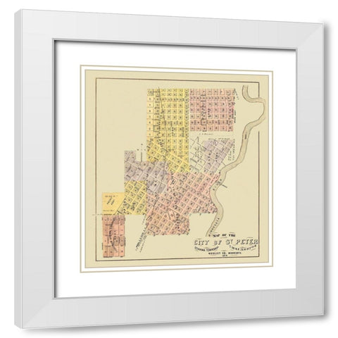 Saint Peter Minnesota - Andreas 1874 White Modern Wood Framed Art Print with Double Matting by Andreas