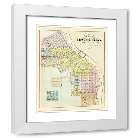 Saint Cloud Minnesota Landowner - Andreas 1874 White Modern Wood Framed Art Print with Double Matting by Andreas