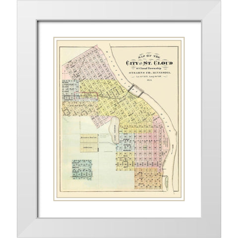 Saint Cloud Minnesota Landowner - Andreas 1874 White Modern Wood Framed Art Print with Double Matting by Andreas