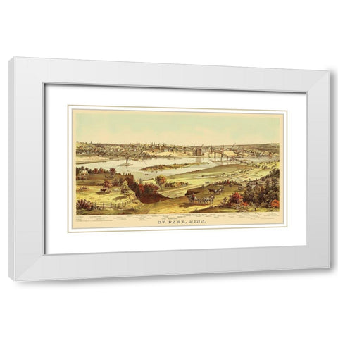 St Paul Minnesota - Shober 1874 White Modern Wood Framed Art Print with Double Matting by Shober