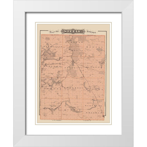 Steele Minnesota Landowner - Andreas 1874 White Modern Wood Framed Art Print with Double Matting by Andreas