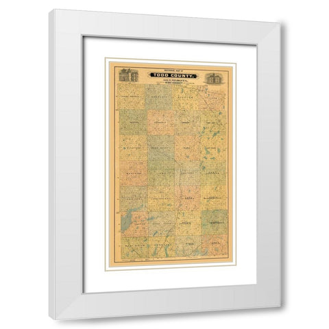 Todd County Minnesota - Budgett 1890  White Modern Wood Framed Art Print with Double Matting by Budgett
