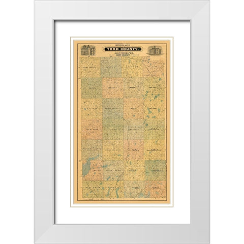 Todd County Minnesota - Budgett 1890  White Modern Wood Framed Art Print with Double Matting by Budgett