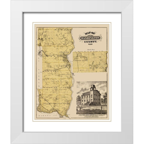 Washington Minnesota Landowner - Andreas 1874 White Modern Wood Framed Art Print with Double Matting by Andreas