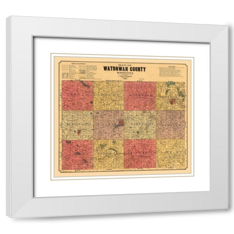 Watonwan County Minnesota - Peterson 1898  White Modern Wood Framed Art Print with Double Matting by Peterson