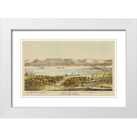 Winona Minnesota - Andreas 1874 White Modern Wood Framed Art Print with Double Matting by Andreas