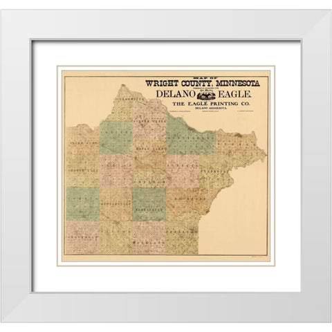 Wright Minnesota Landowner - Hixson 1901 White Modern Wood Framed Art Print with Double Matting by Hixson