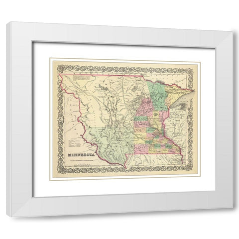 Minnesota - Colton 1856 White Modern Wood Framed Art Print with Double Matting by Colton