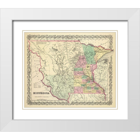 Minnesota - Colton 1856 White Modern Wood Framed Art Print with Double Matting by Colton
