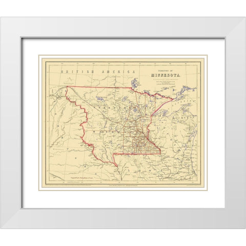 Minnesota Territory - Rogers 1857 White Modern Wood Framed Art Print with Double Matting by Rogers