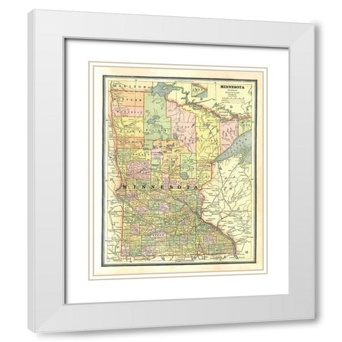 Minnesota - Cram 1886 White Modern Wood Framed Art Print with Double Matting by Cram
