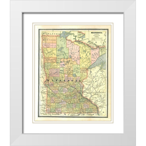 Minnesota - Cram 1886 White Modern Wood Framed Art Print with Double Matting by Cram