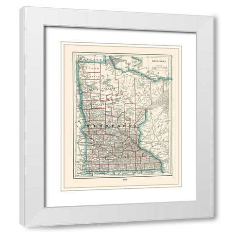 Minnesota - Rathbun 1893 White Modern Wood Framed Art Print with Double Matting by Rathbun