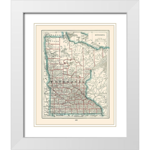 Minnesota - Rathbun 1893 White Modern Wood Framed Art Print with Double Matting by Rathbun