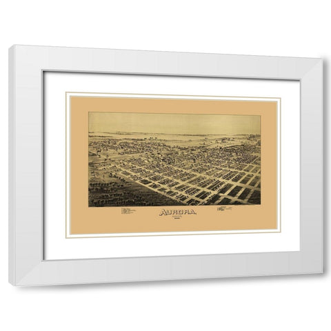 Aurora Missouri - Fowler 1891 White Modern Wood Framed Art Print with Double Matting by Fowler