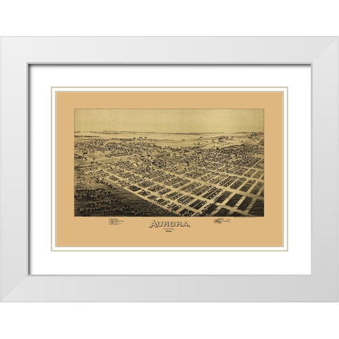 Aurora Missouri - Fowler 1891 White Modern Wood Framed Art Print with Double Matting by Fowler