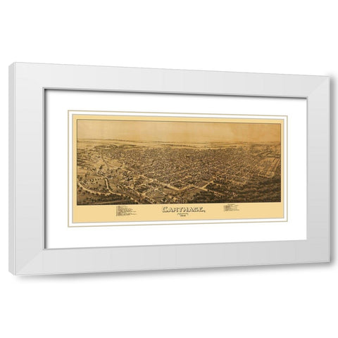 Carthage Missouri - Fowler 1891 White Modern Wood Framed Art Print with Double Matting by Fowler