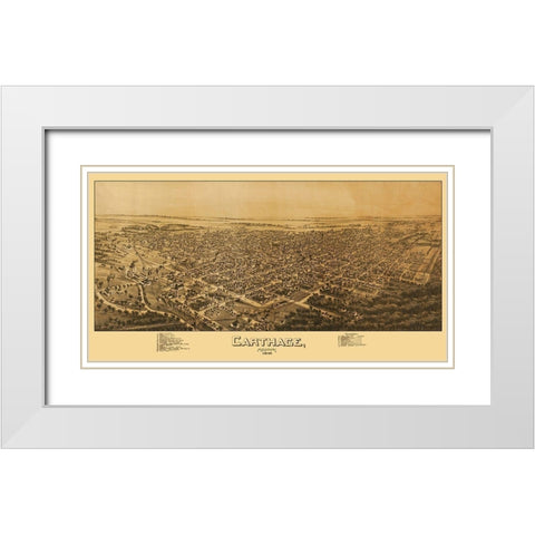 Carthage Missouri - Fowler 1891 White Modern Wood Framed Art Print with Double Matting by Fowler