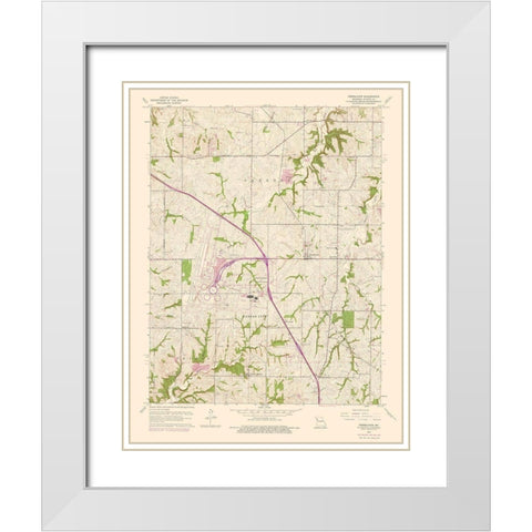 Ferrelview Missouri Quad - USGS 1961 White Modern Wood Framed Art Print with Double Matting by USGS