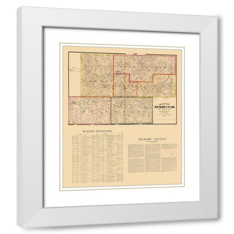 Hickory County Missouri - Higgins 1880  White Modern Wood Framed Art Print with Double Matting by Higgins