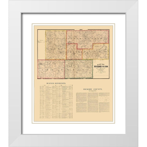 Hickory County Missouri - Higgins 1880  White Modern Wood Framed Art Print with Double Matting by Higgins