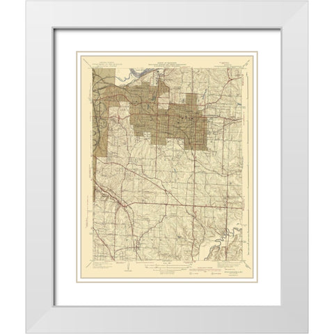 Independence Missouri Quad - USGS 1940 White Modern Wood Framed Art Print with Double Matting by USGS