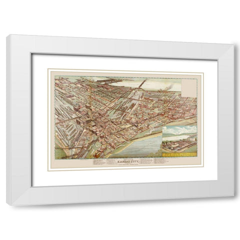 Kansas City West Bottoms Kansas Missouri White Modern Wood Framed Art Print with Double Matting by Koch