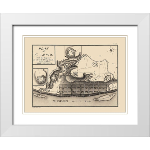 St Lewis, St. Louis, Camp French Missouri White Modern Wood Framed Art Print with Double Matting by Collot