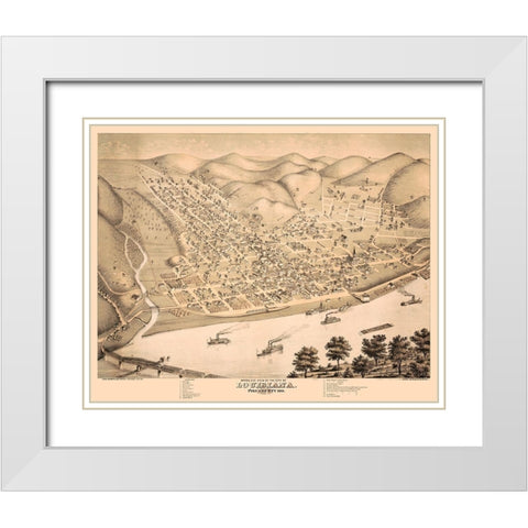 Louisiana Missouri - Koch 1876  White Modern Wood Framed Art Print with Double Matting by Koch