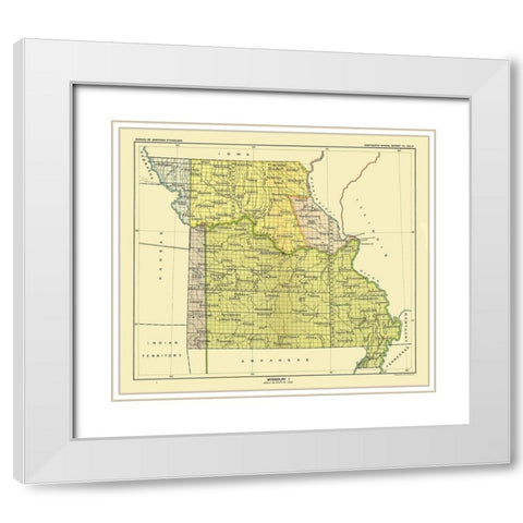Missouri - Hoen 1896 White Modern Wood Framed Art Print with Double Matting by Hoen