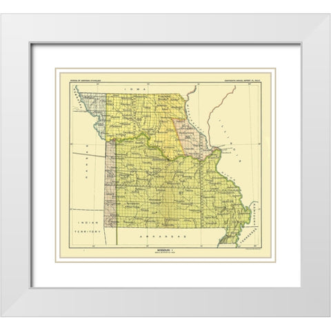 Missouri - Hoen 1896 White Modern Wood Framed Art Print with Double Matting by Hoen