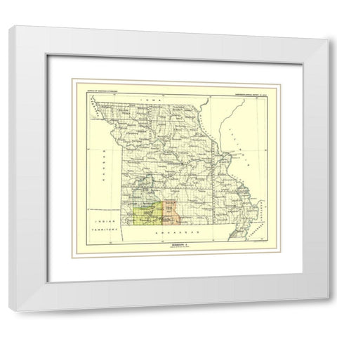 Missouri - United States - Hoen 1896 White Modern Wood Framed Art Print with Double Matting by Hoen