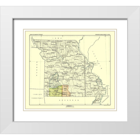 Missouri - United States - Hoen 1896 White Modern Wood Framed Art Print with Double Matting by Hoen