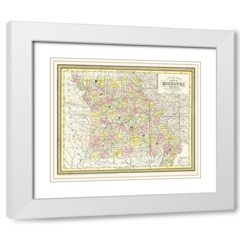 Missouri - Cowperthwait 1850  White Modern Wood Framed Art Print with Double Matting by Cowperthwait