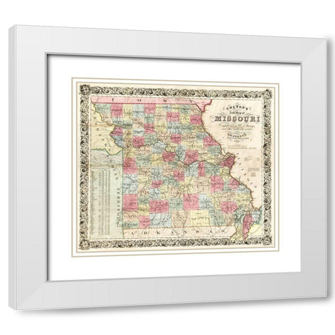 Missouri - Colton 1851  White Modern Wood Framed Art Print with Double Matting by Colton