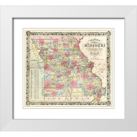 Missouri - Colton 1851  White Modern Wood Framed Art Print with Double Matting by Colton