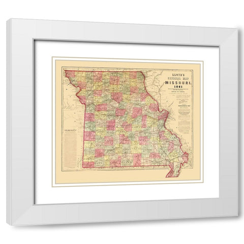 Missouri - Lloyd 1861  White Modern Wood Framed Art Print with Double Matting by Lloyd