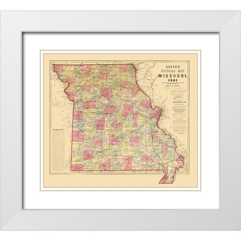 Missouri - Lloyd 1861  White Modern Wood Framed Art Print with Double Matting by Lloyd