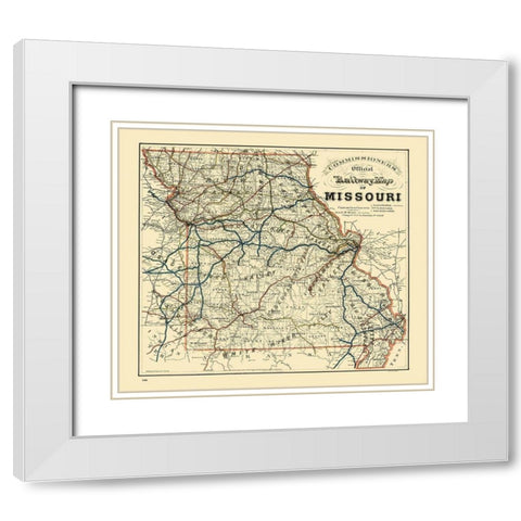 Missouri Railroad - Higgins 1888  White Modern Wood Framed Art Print with Double Matting by Higgins