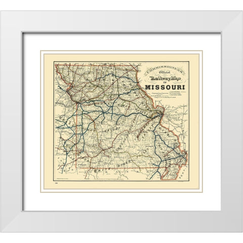 Missouri Railroad - Higgins 1888  White Modern Wood Framed Art Print with Double Matting by Higgins